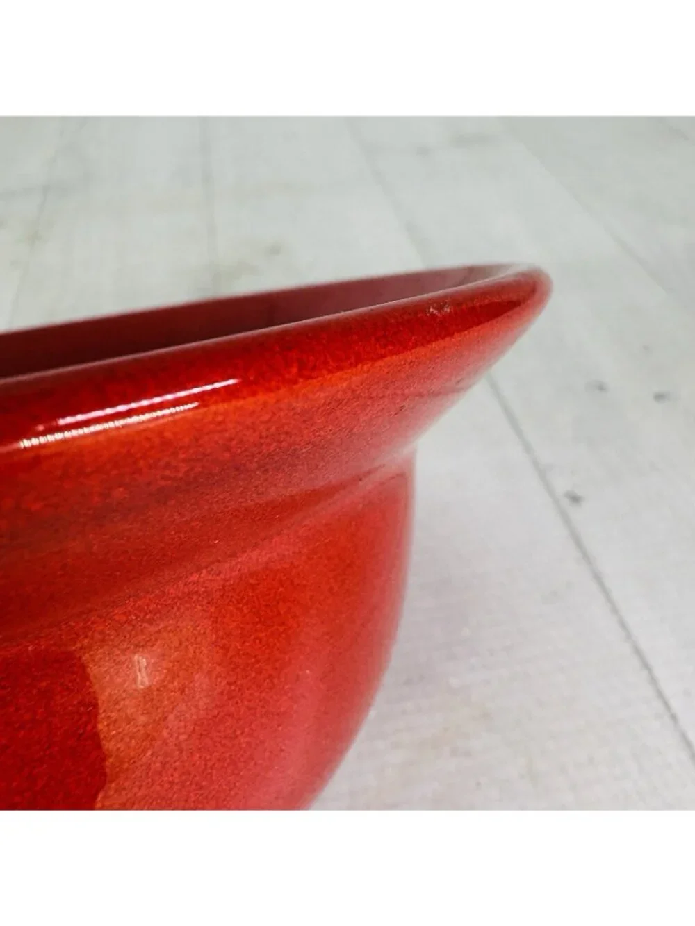 Pier 1 RED Solid Colored Rimmed Earthenware Spain 6.75